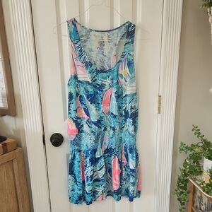 Lilly Pulitzer Blue and Gold Patterned Dress
